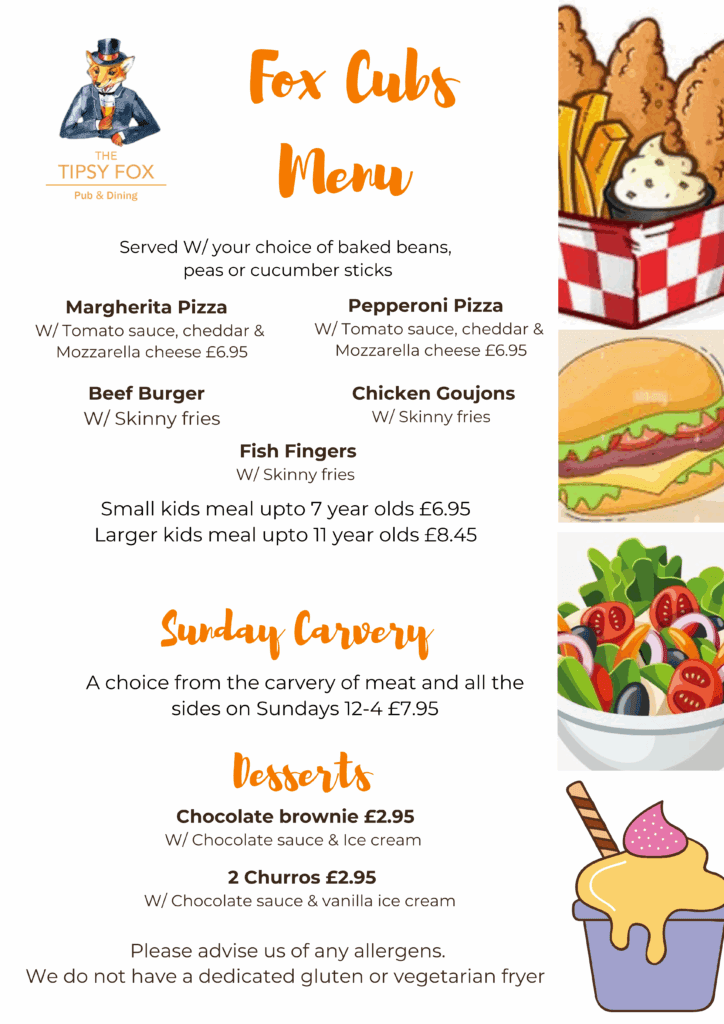 Fox Cubs winter menu 2025